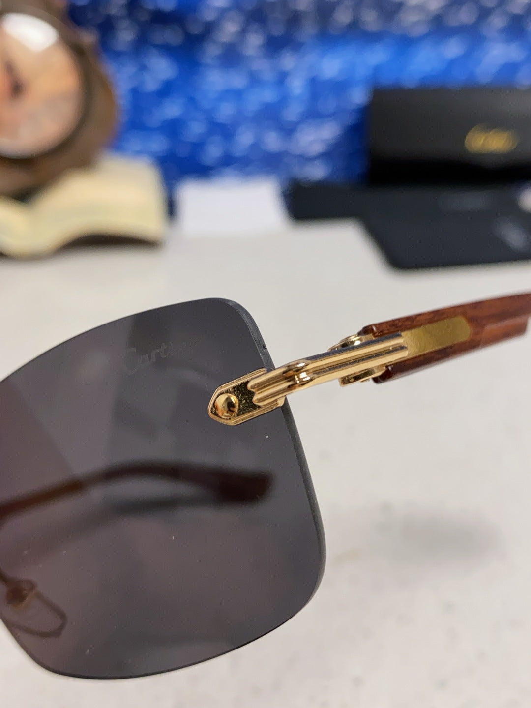 Cartier Lightweight Rimless Silver Lens Sunglasses for Men & Women - 998229 - detail image 7