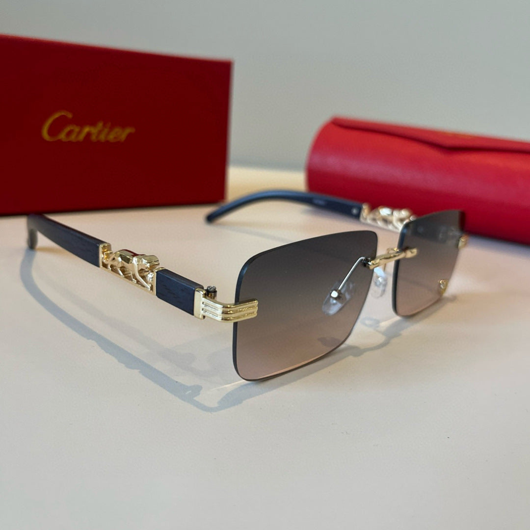 Cartier Lightweight Metal Rimless Silver Lens Sunglasses for Men & Wo - 382826