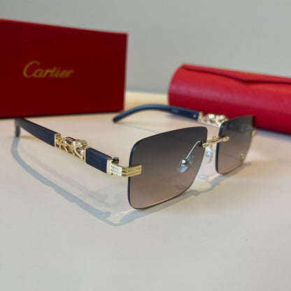 Cartier Lightweight Metal Rimless Silver Lens Sunglasses for Men & Wo - 382826