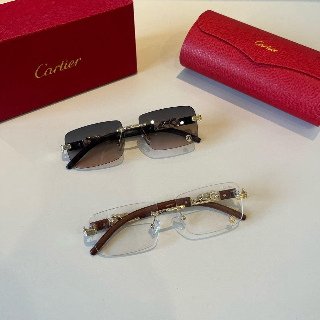 Cartier Lightweight Metal Rimless Silver Lens Sunglasses for Men & Wo - 382826 - detail image 11