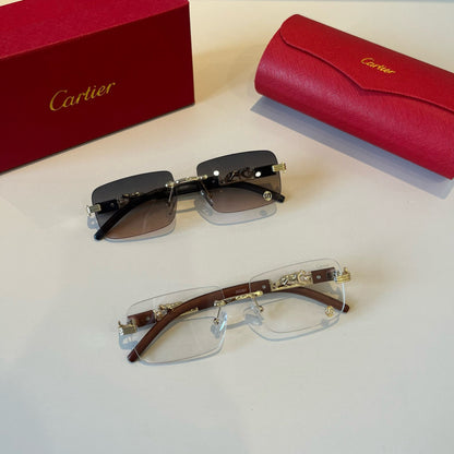 Cartier Lightweight Metal Rimless Silver Lens Sunglasses for Men & Wo - 382826 - detail image 11