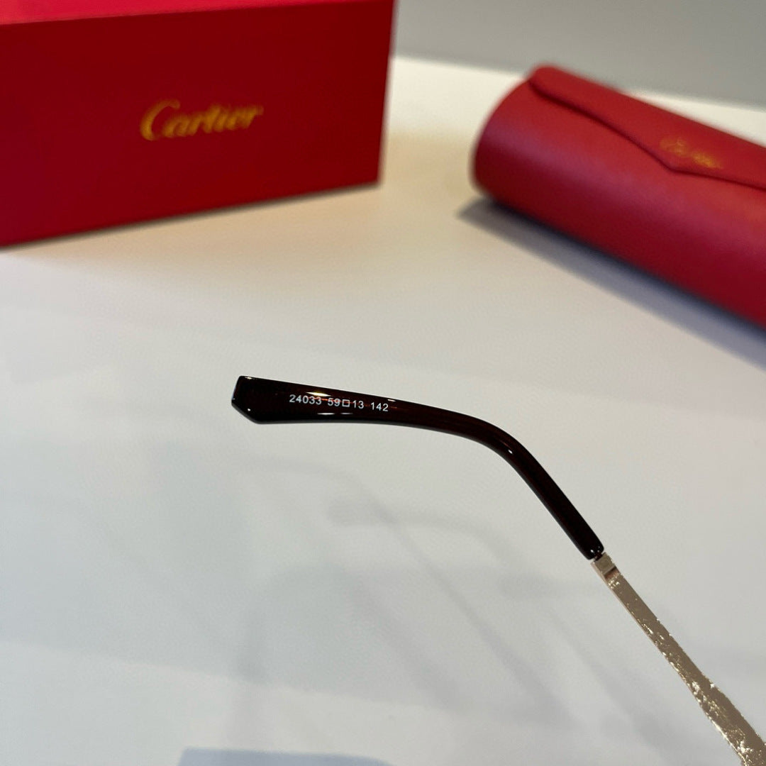 Cartier Lightweight Metal Rimless Brown Lens Sunglasses for Men & Wom - 449551 - detail image 9