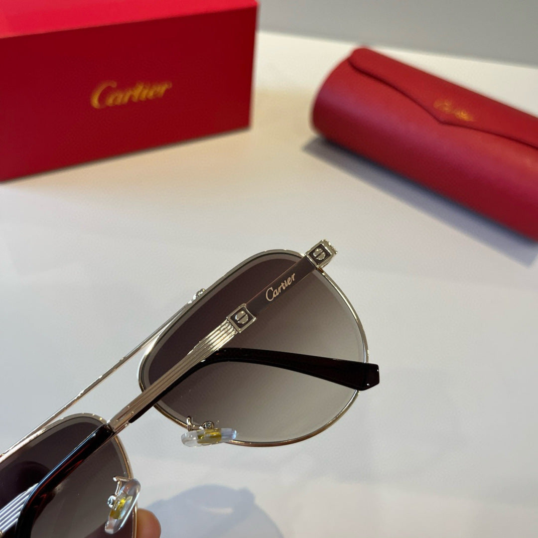 Cartier Lightweight Metal Rimless Brown Lens Sunglasses for Men & Wom - 449551 - detail image 7
