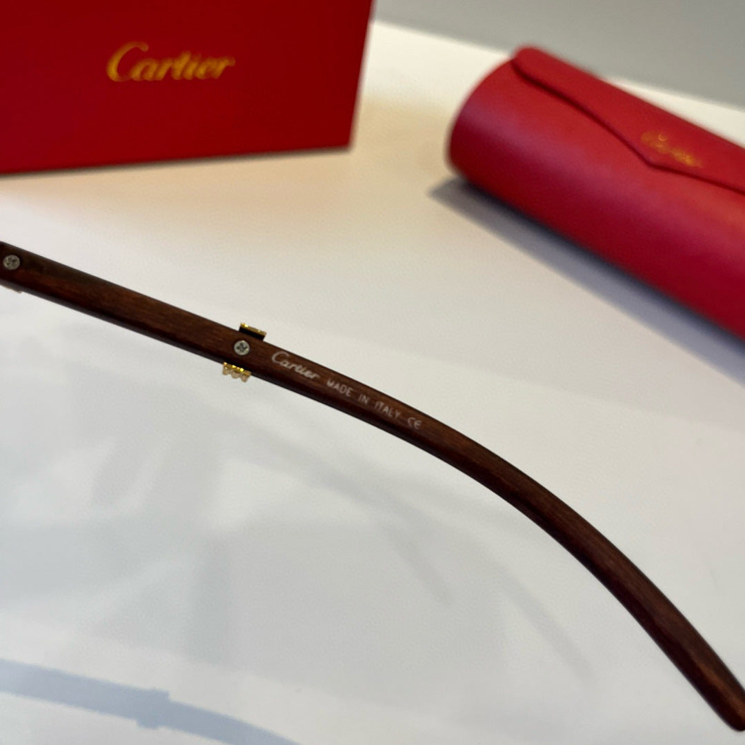 Cartier Lightweight Metal Rimless Brown Lens Sunglasses for Men & Wom - 935100 - detail image 8
