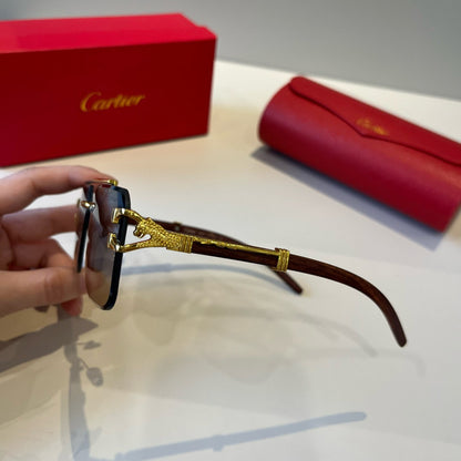 Cartier Lightweight Metal Rimless Brown Lens Sunglasses for Men & Wom - 935103 - detail image 8