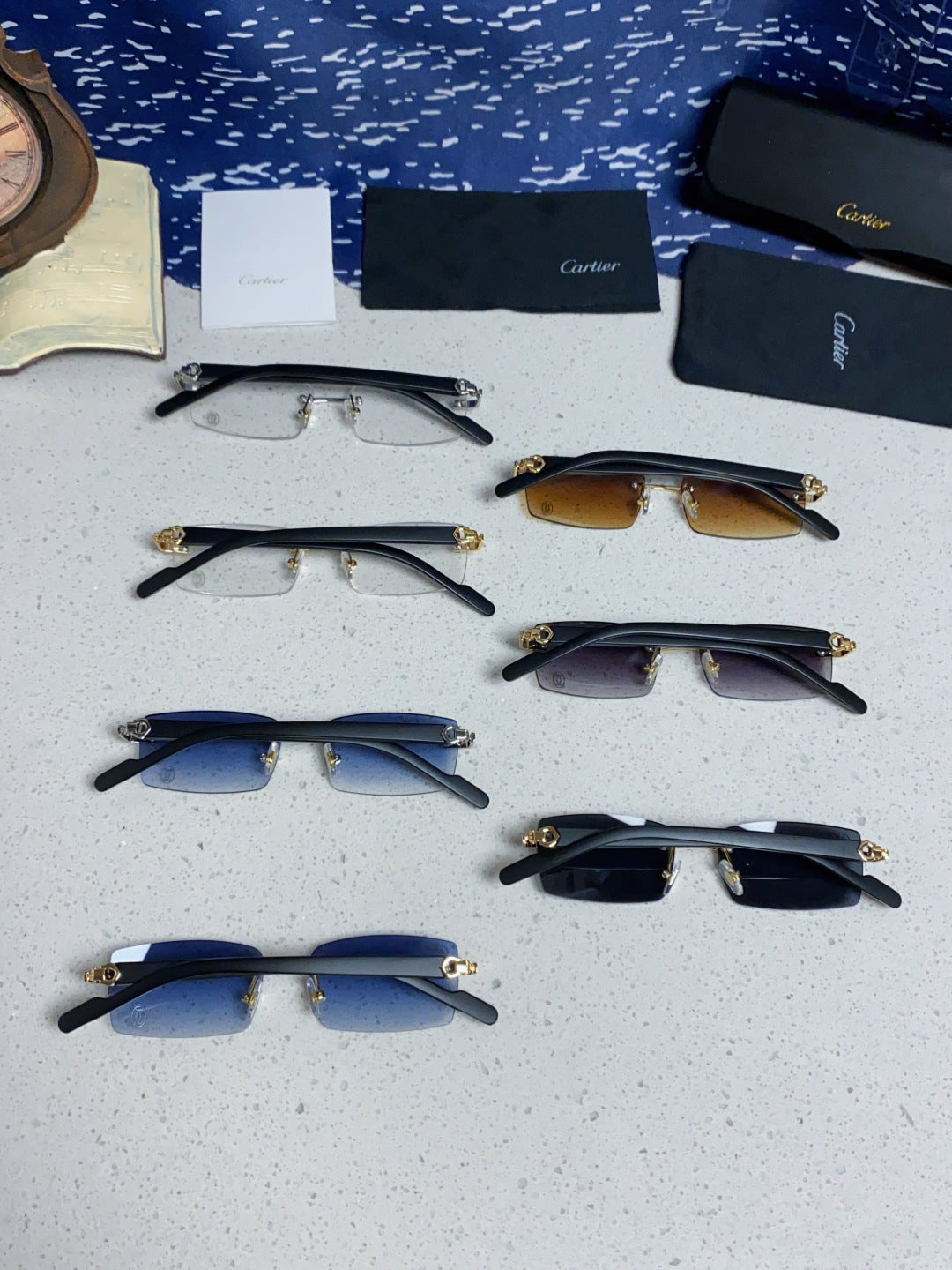 Cartier Lightweight Rimless Brown Lens Sunglasses for Men & Women - 465905 - detail image 11