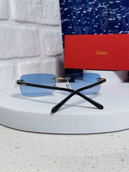 Cartier Metal Fashion Blue Lens Sunglasses for Men & Women - detail image 2