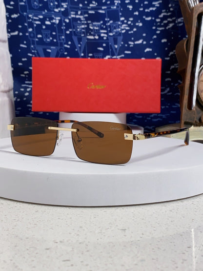 Cartier Metal Fashion Brown Lens Sunglasses for Men & Women - 465898