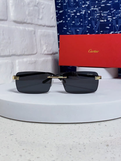 Cartier Metal Fashion Black Lens Sunglasses for Men & Women