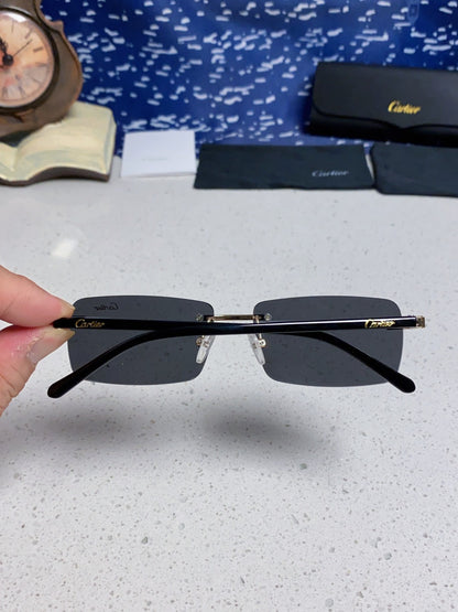 Cartier Metal Fashion Black Lens Sunglasses for Men & Women - detail image 4