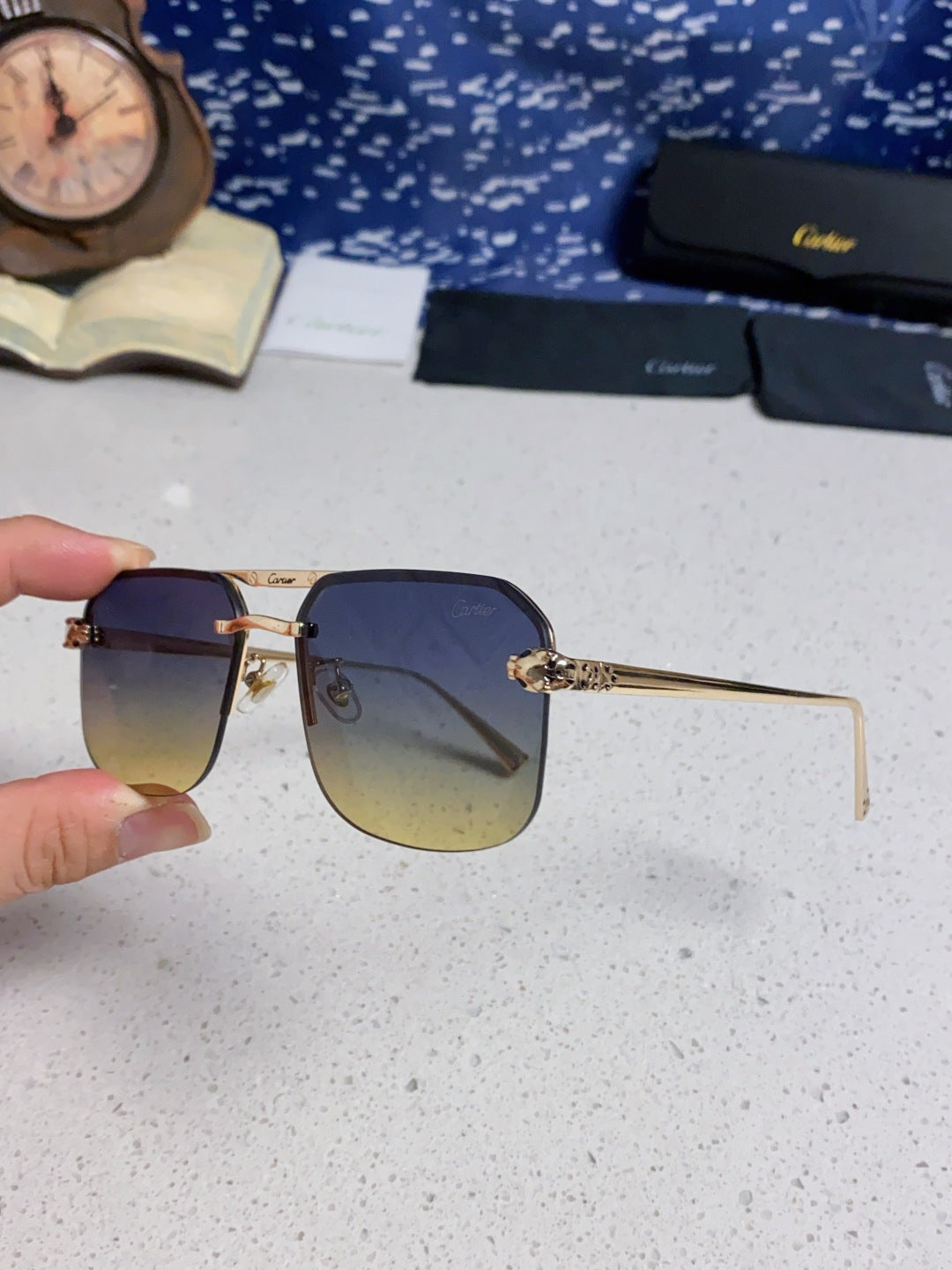 Cartier Metal Square Silver Lens Sunglasses for Men & Women - 158515 - detail image 6