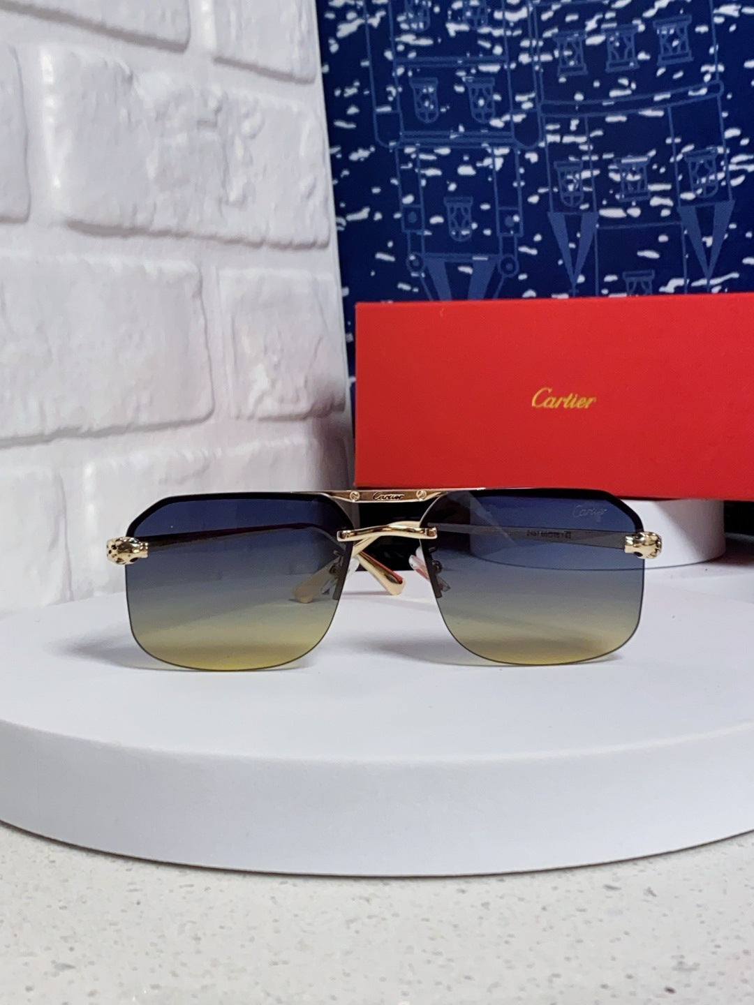 Cartier Metal Square Silver Lens Sunglasses for Men & Women - 399004 - detail image 2