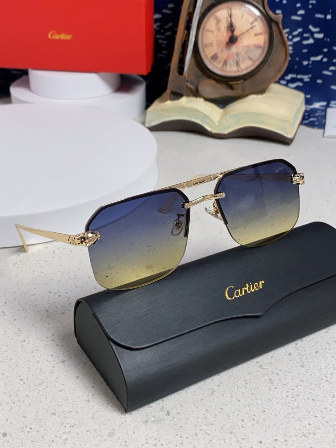 Cartier Metal Square Silver Lens Sunglasses for Men & Women - 399004 - detail image 10