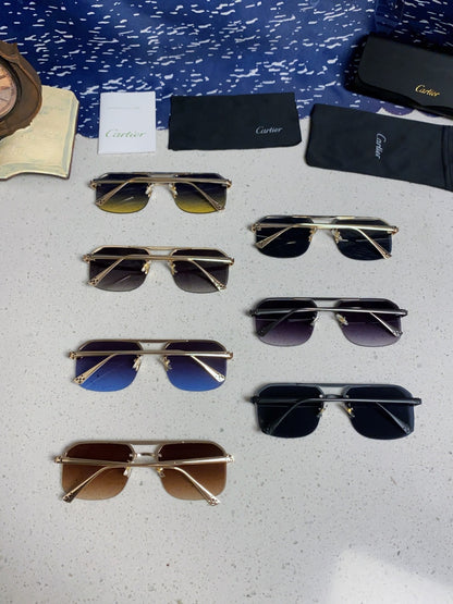 Cartier Metal Square Black Lens Sunglasses for Men & Women - 399010 - detail image 12