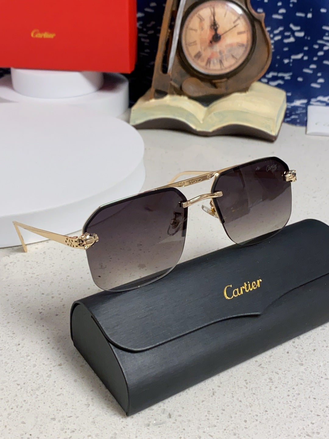 Cartier Metal Square Silver Lens Sunglasses for Men & Women - 158516 - detail image 10