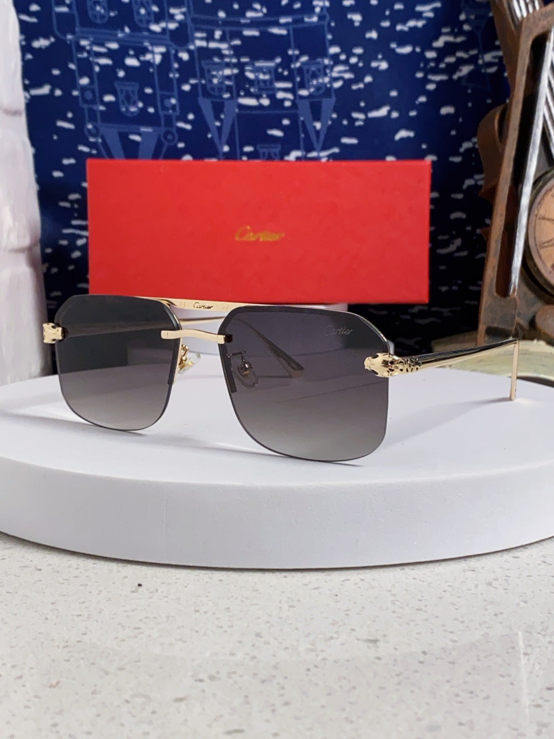 Cartier Metal Square Silver Lens Sunglasses for Men & Women - 158516