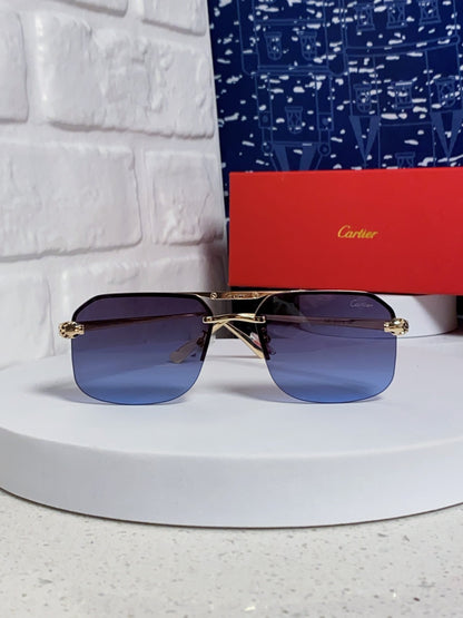Cartier Metal Square Blue Lens Sunglasses for Men & Women - 399006 - detail image 2