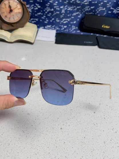 Cartier Metal Square Blue Lens Sunglasses for Men & Women - 399006 - detail image 6