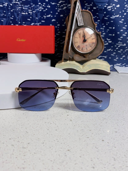 Cartier Metal Square Blue Lens Sunglasses for Men & Women - 399006 - detail image 9