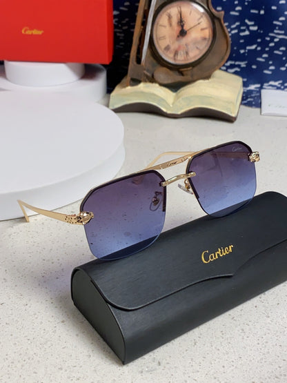 Cartier Metal Square Blue Lens Sunglasses for Men & Women - 399006 - detail image 10