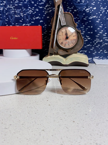 Cartier Metal Square Brown Lens Sunglasses for Men & Women - 399007 - detail image 9