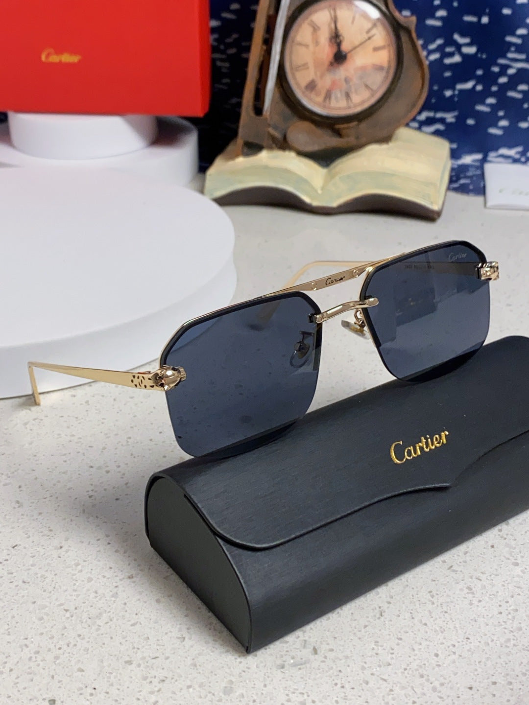 Cartier Metal Square Black Lens Sunglasses for Men & Women - 158519 - detail image 11