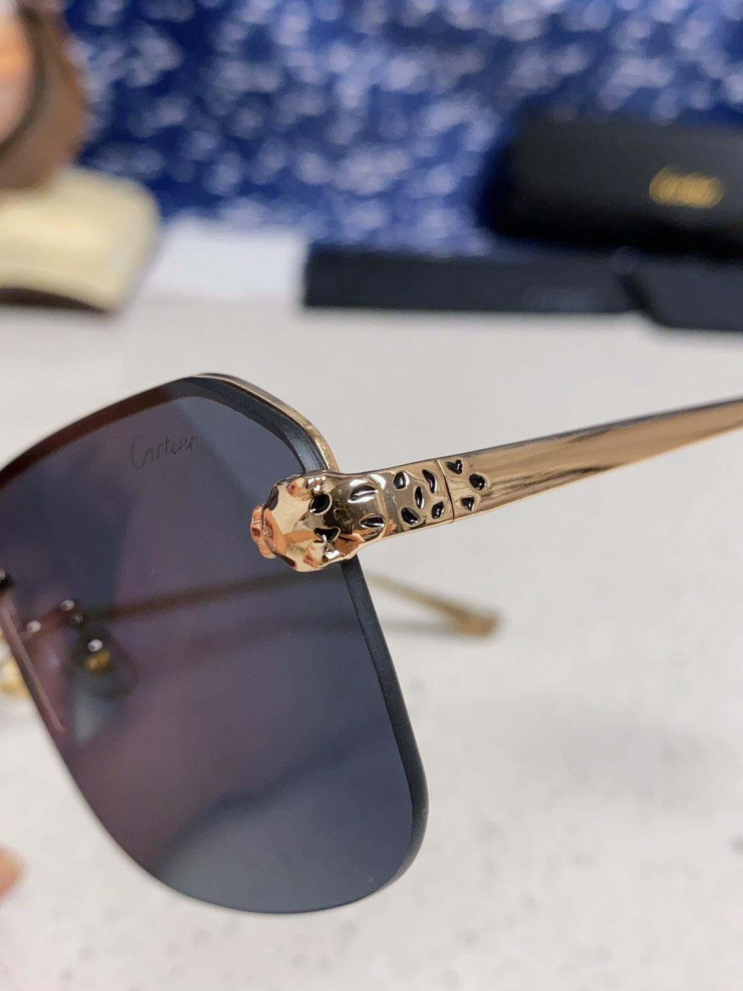Cartier Metal Square Black Lens Sunglasses for Men & Women - 158519 - detail image 7