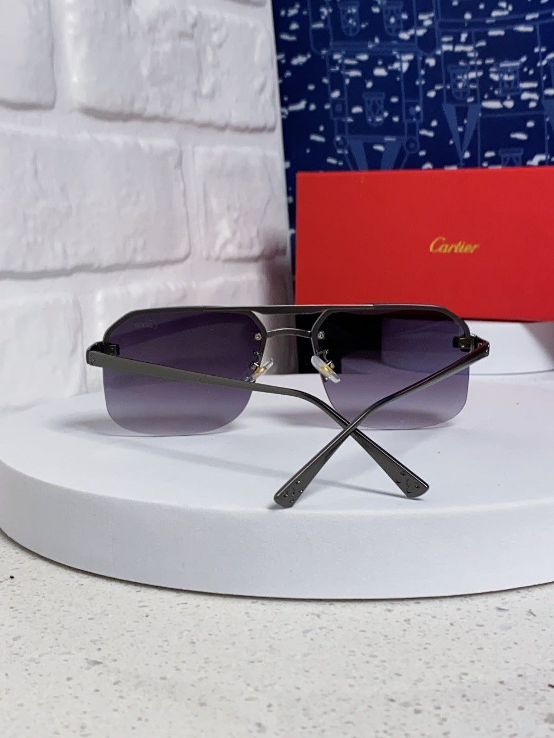 Cartier Metal Square Silver Lens Sunglasses for Men & Women - 158520 - detail image 3