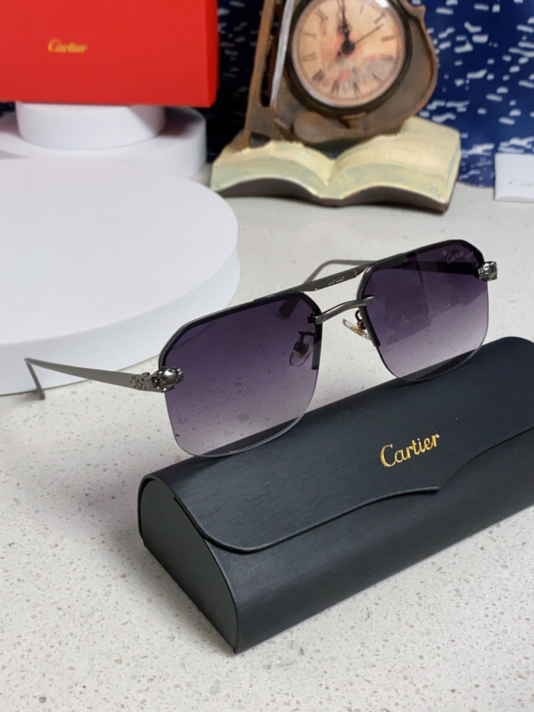 Cartier Metal Square Silver Lens Sunglasses for Men & Women - 158520 - detail image 10
