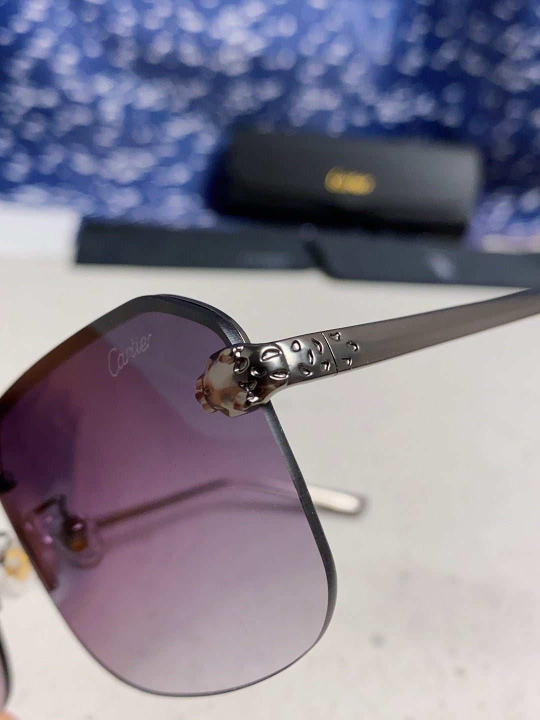 Cartier Metal Square Silver Lens Sunglasses for Men & Women - 158520 - detail image 7