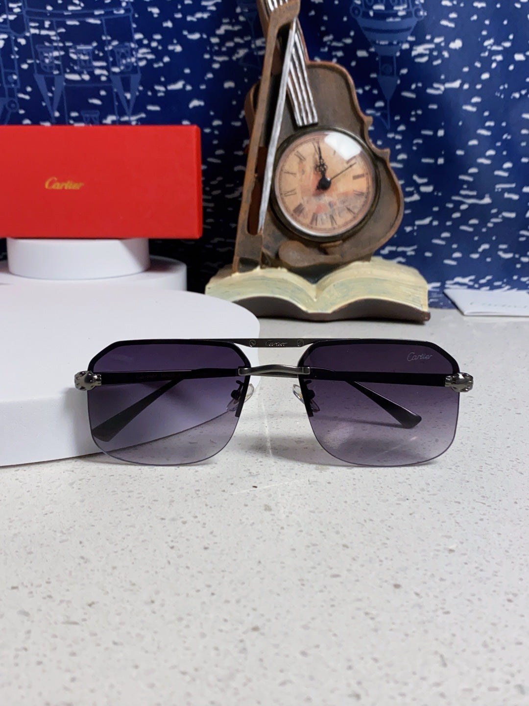 Cartier Metal Square Silver Lens Sunglasses for Men & Women - 158520 - detail image 9