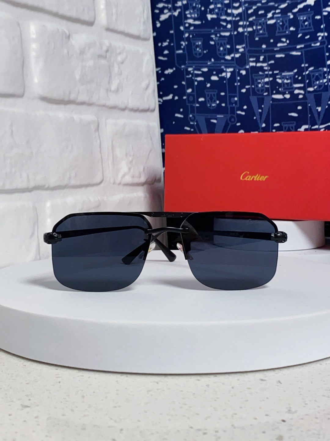 Cartier Metal Square Black Lens Sunglasses for Men & Women - 158521 - detail image 2