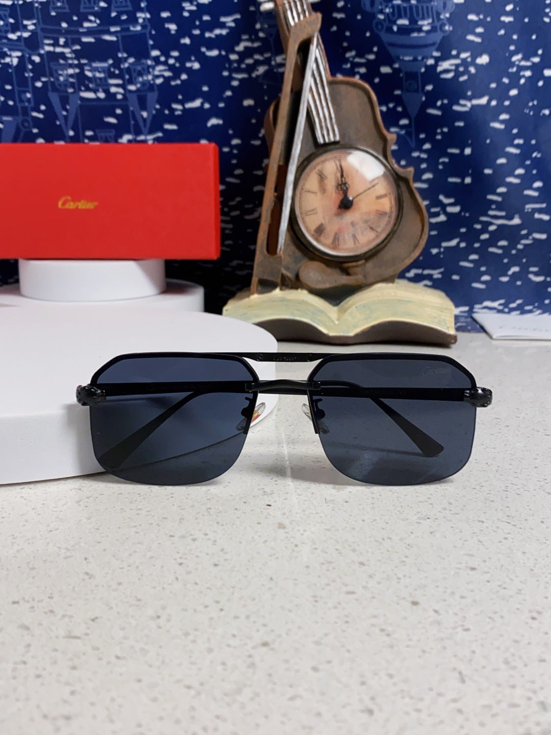 Cartier Metal Square Black Lens Sunglasses for Men & Women - 158521 - detail image 10