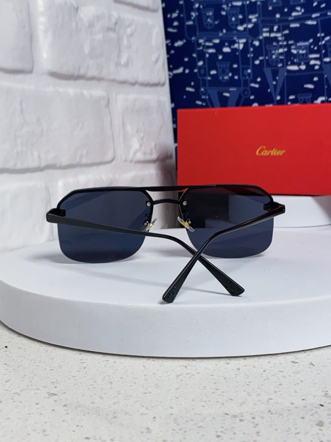 Cartier Metal Square Black Lens Sunglasses for Men & Women - 399010 - detail image 3