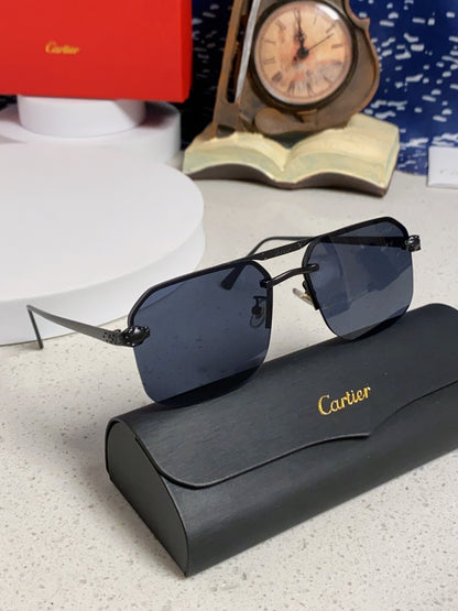Cartier Metal Square Black Lens Sunglasses for Men & Women - 399010 - detail image 11