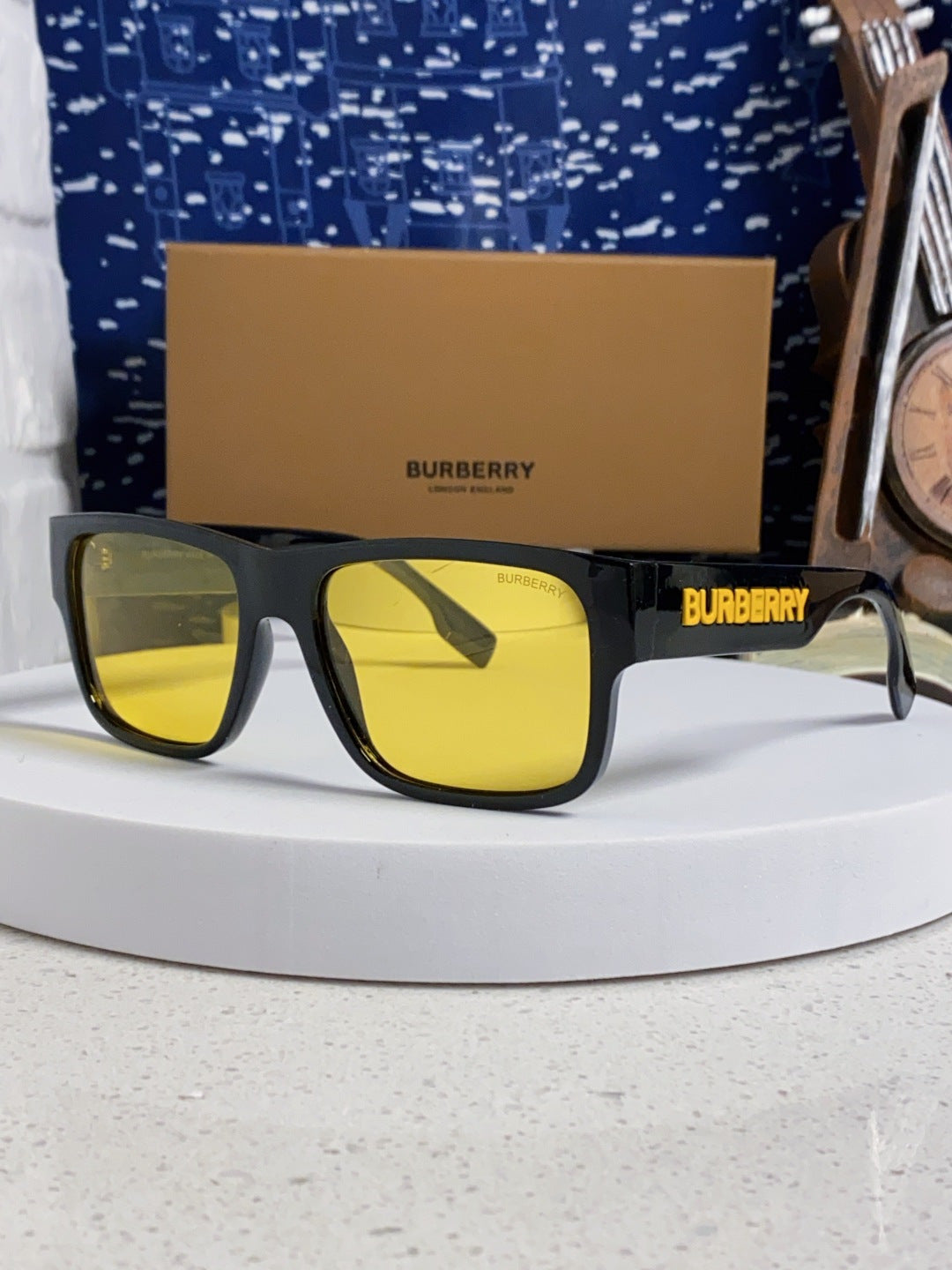 Burberry Polarized Square Yellow Lens Sunglasses for Men & Women