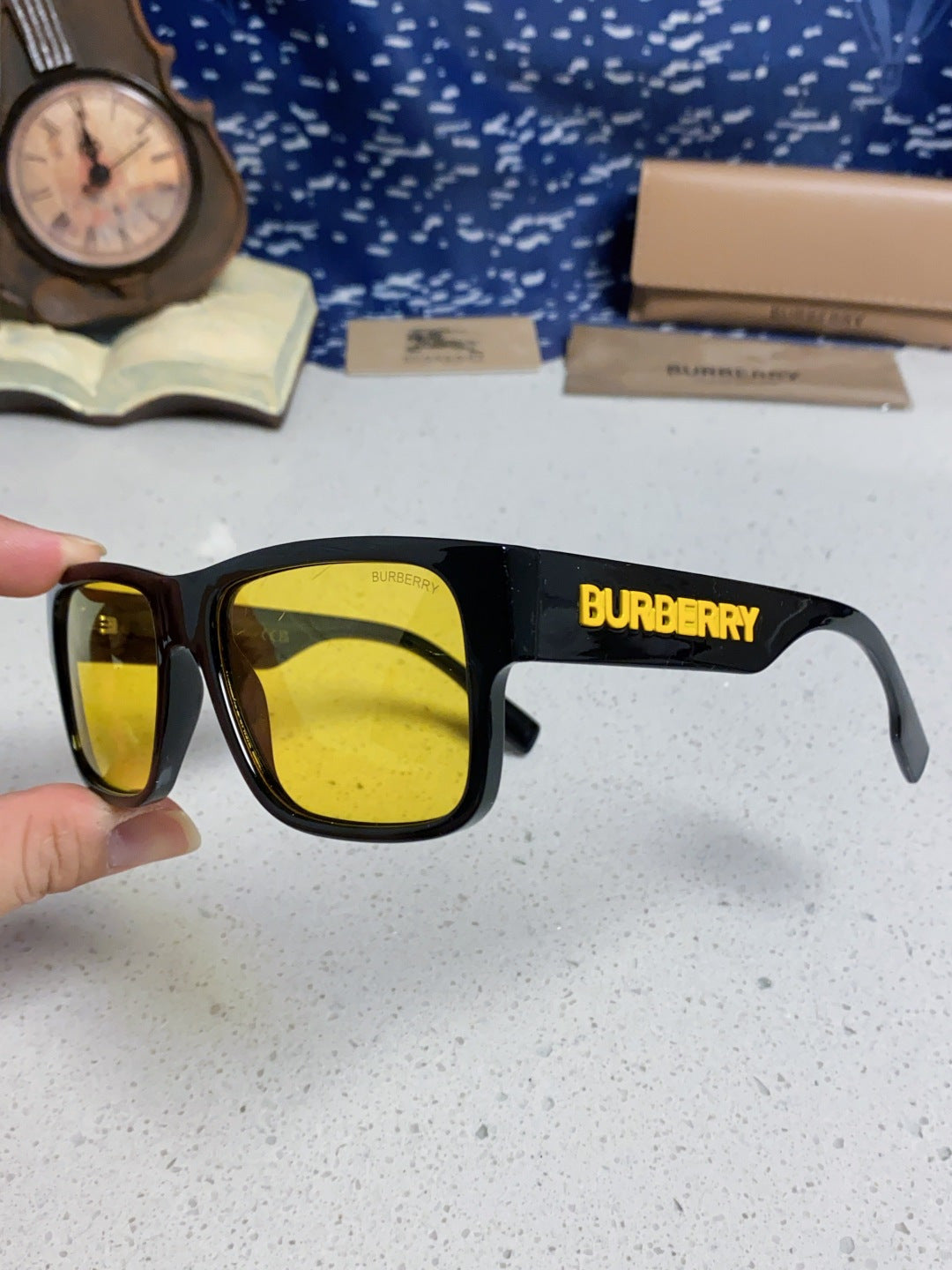 Burberry Polarized Square Yellow Lens Sunglasses for Men & Women - 867195 - detail image 6