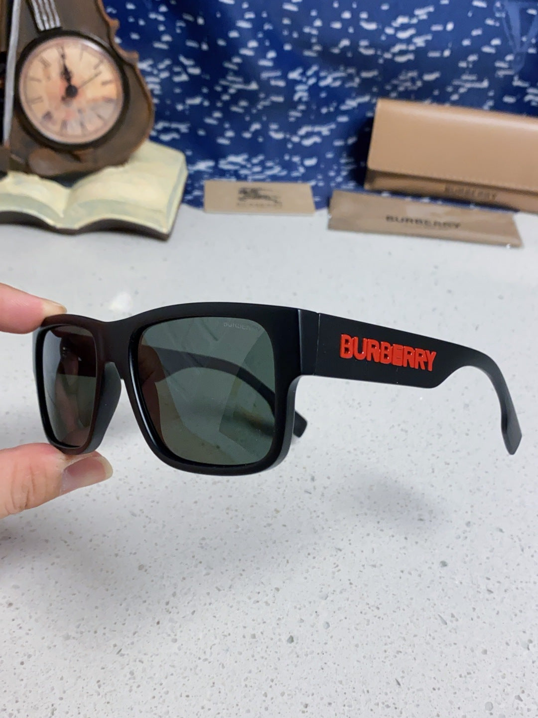 Burberry Polarized Square Gray Lens Sunglasses for Men & Women - detail image 6