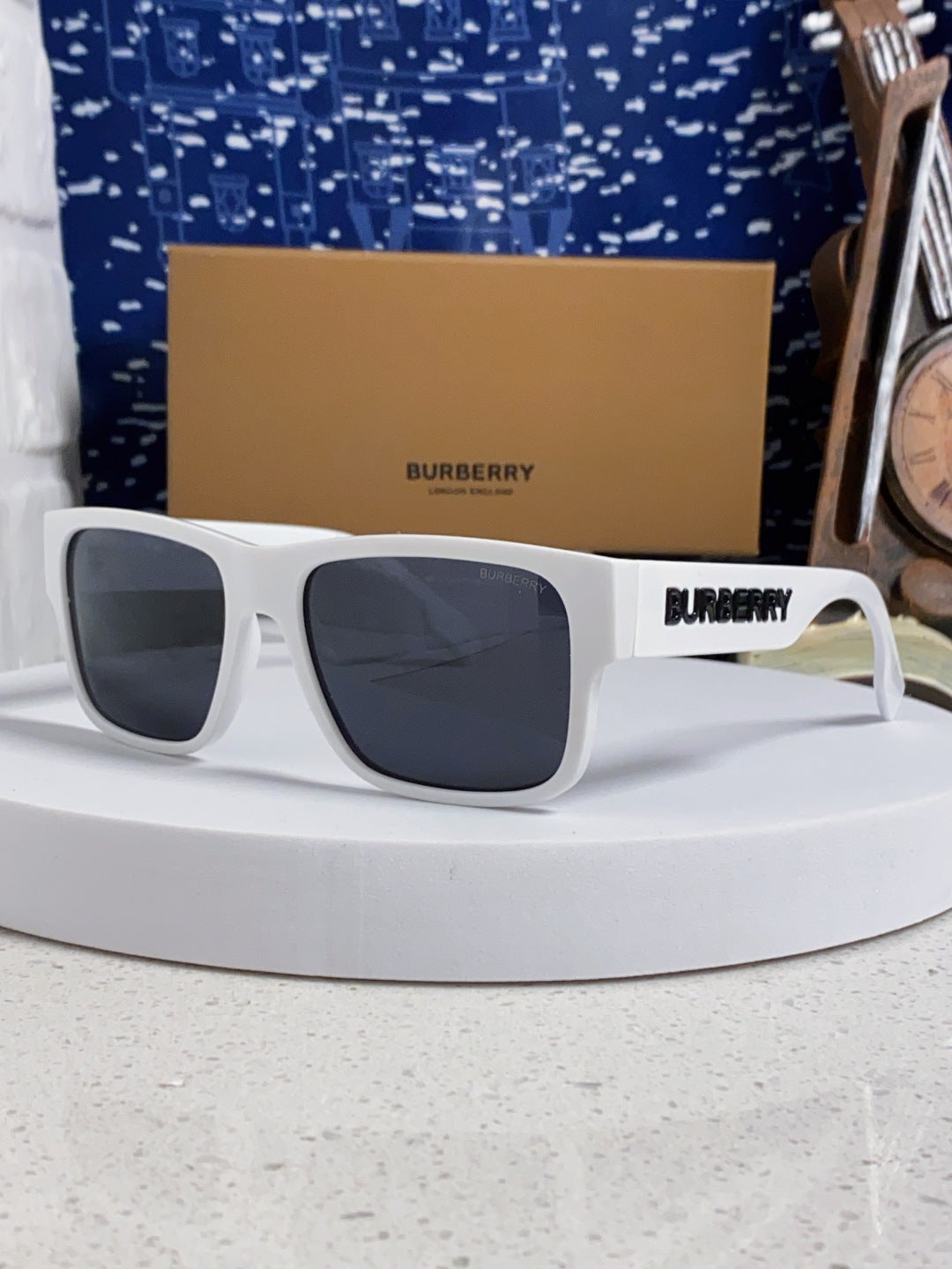 Burberry Polarized Square Silver Lens Sunglasses for Men & Women