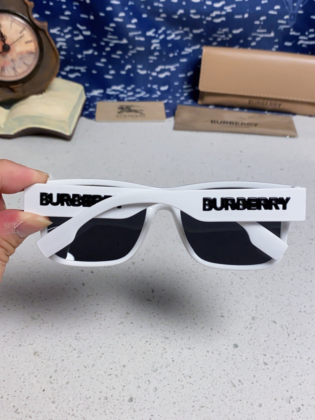 Burberry Polarized Square Silver Lens Sunglasses for Men & Women - 416053 - detail image 5