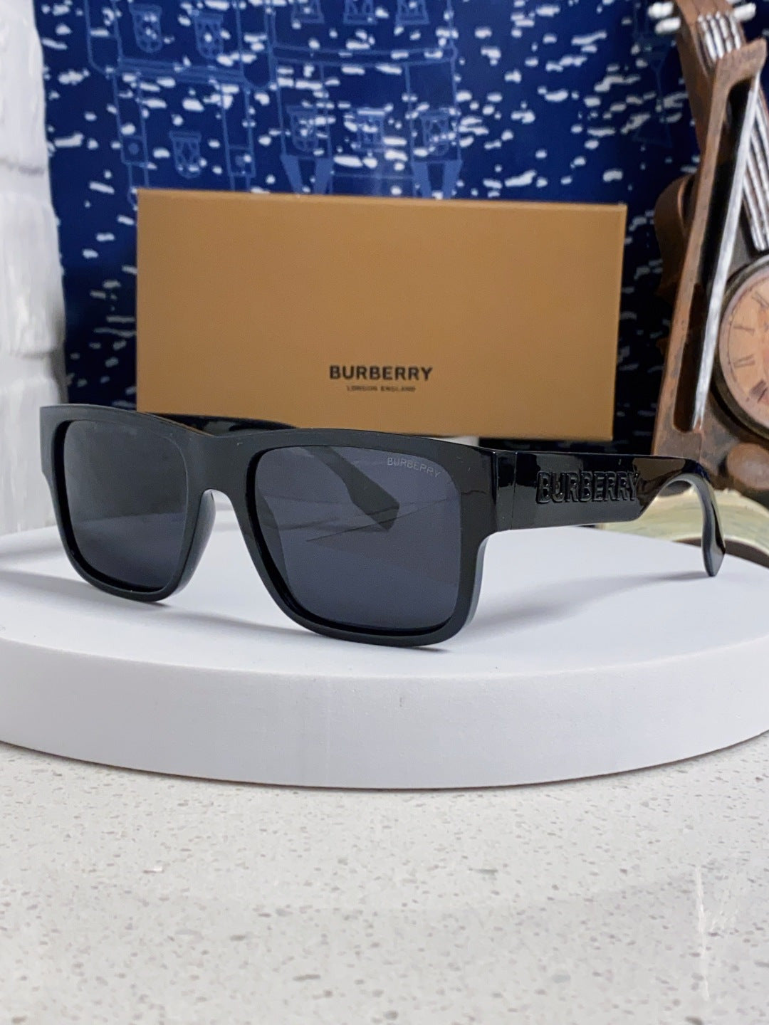 Burberry Polarized Square Black Lens Sunglasses for Men & Women