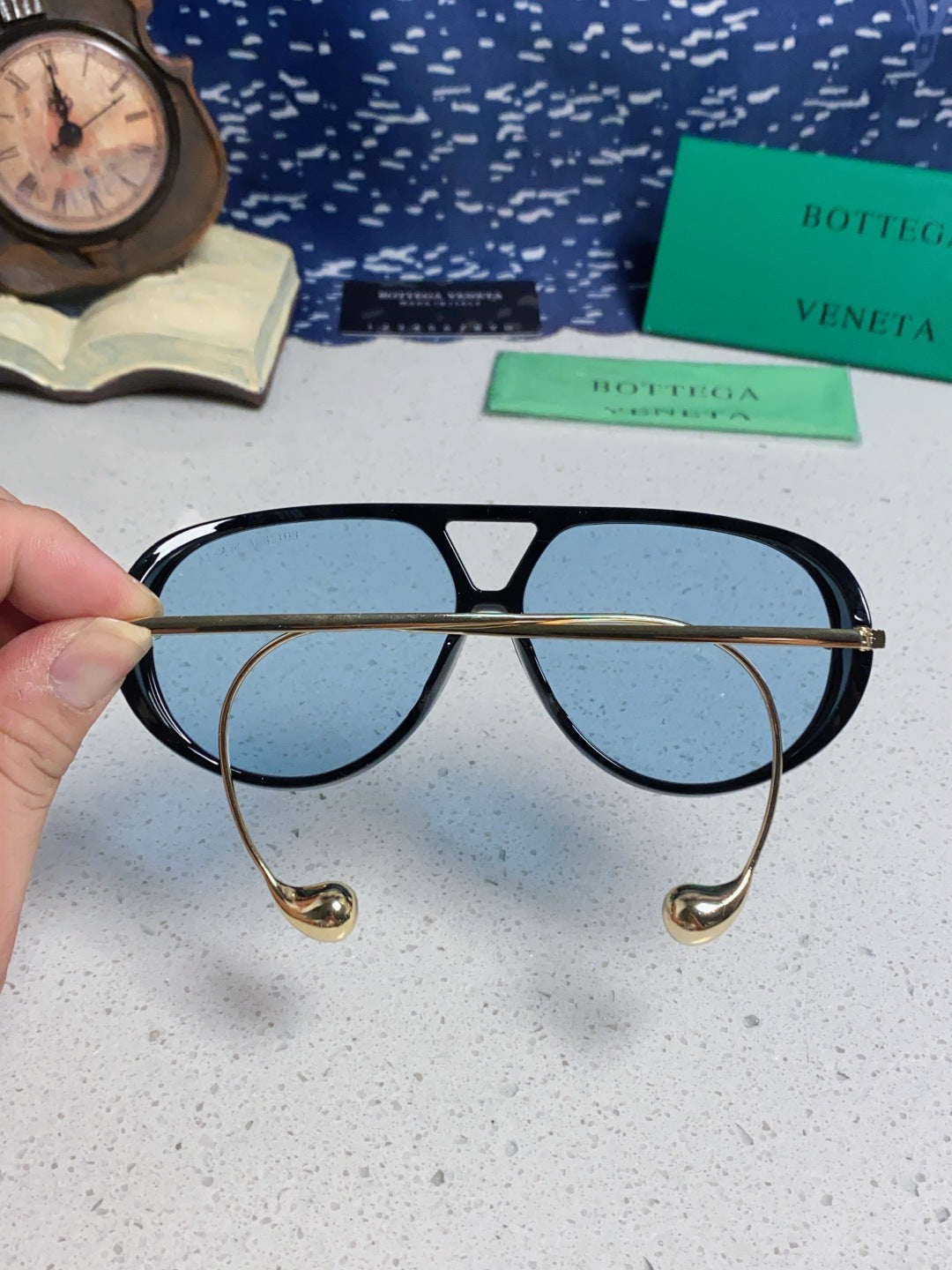 Bottega Veneta BV1273 Aviator Blue Lens Sunglasses for Men & Women - 416430 - detail image 5