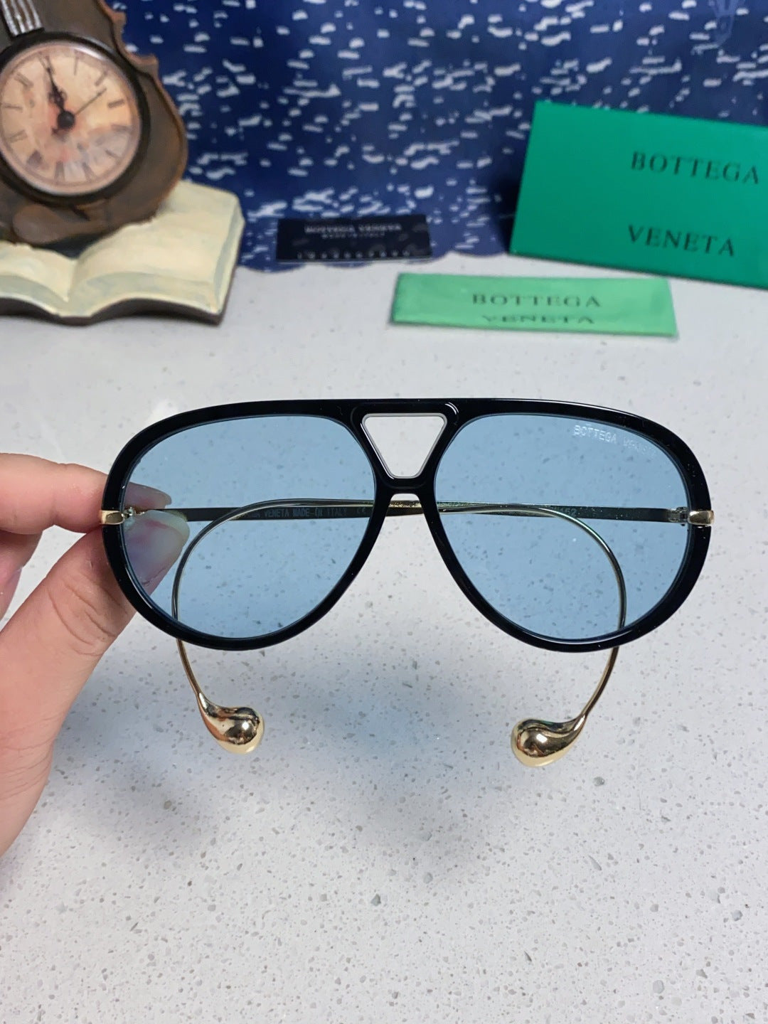 Bottega Veneta BV1273 Aviator Blue Lens Sunglasses for Men & Women - detail image 4