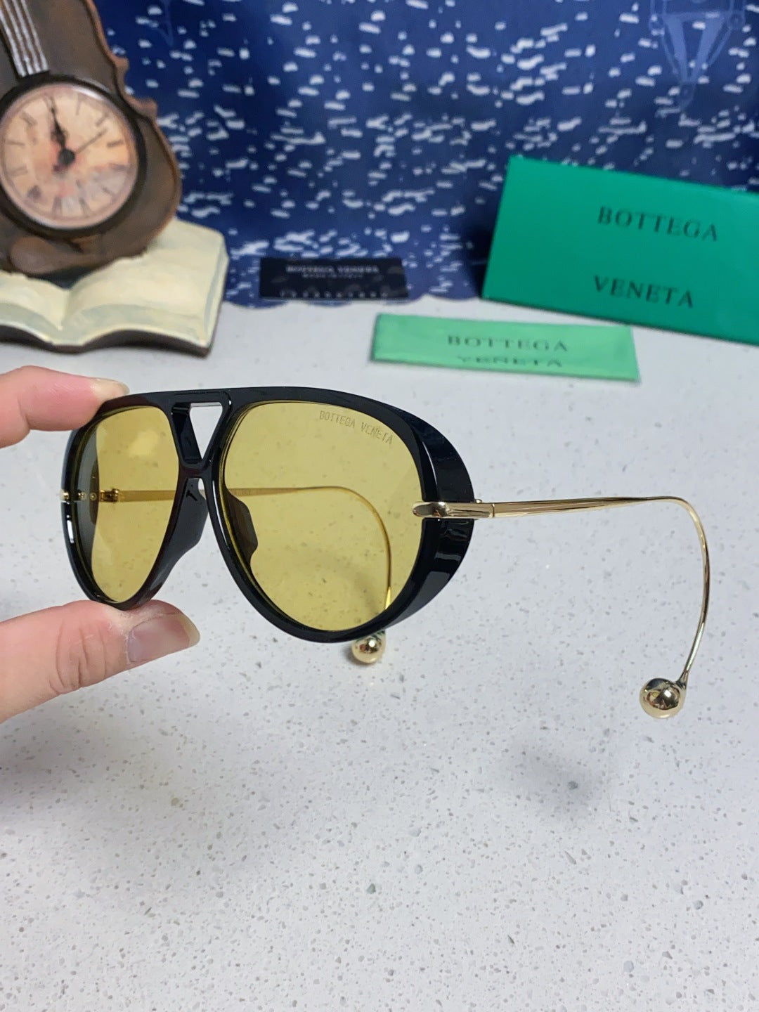 Bottega Veneta BV1273 Aviator Gold Lens Sunglasses for Men & Women - 416431 - detail image 7