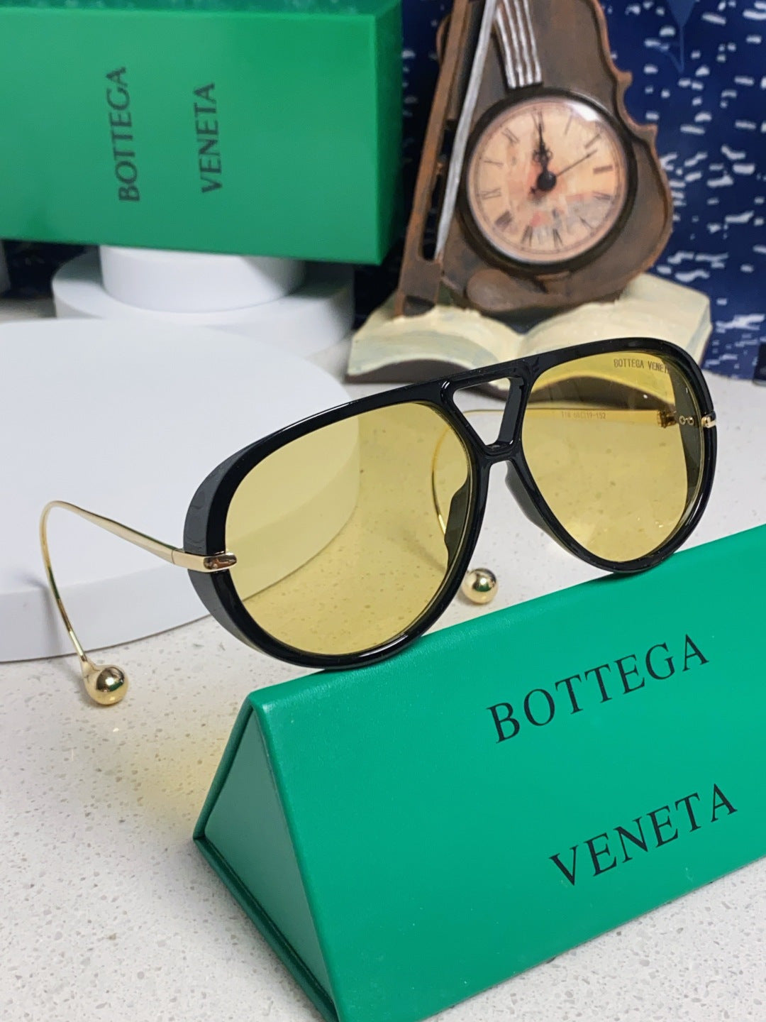 Bottega Veneta BV1273 Aviator Gold Lens Sunglasses for Men & Women - 416431 - detail image 10