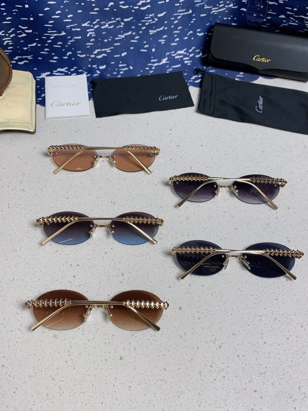 Cartier Lightweight Rimless Silver Lens Sunglasses for Men & Women - 415836 - detail image 11