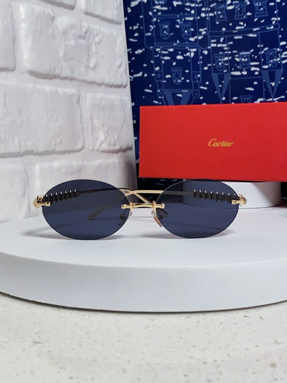 Cartier Lightweight Rimless Blue Lens Sunglasses for Men & Women - 449432 - detail image 2