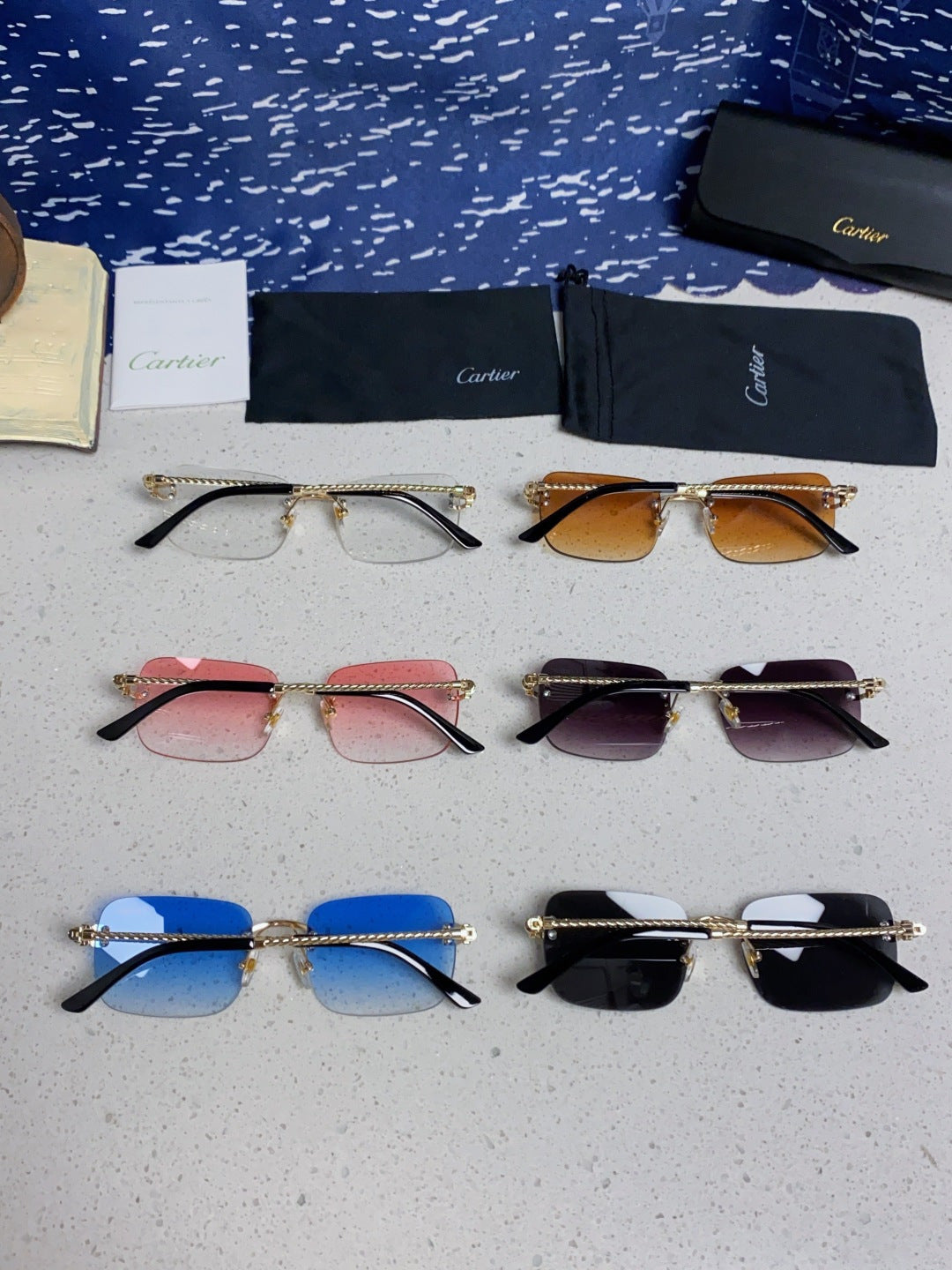 Cartier Lightweight Rimless Orange Lens Sunglasses for Men & Women - 415844 - detail image 10