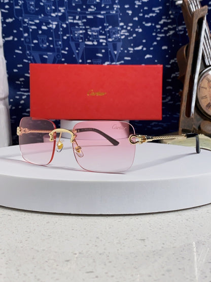 Cartier Lightweight Rimless Red Lens Sunglasses for Men & Women - 415842