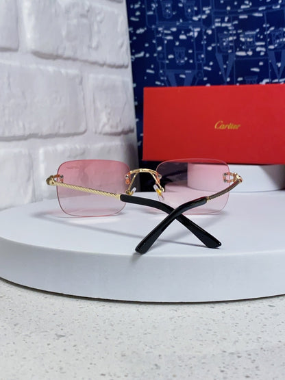 Cartier Lightweight Rimless Red Lens Sunglasses for Men & Women - 449434 - detail image 3